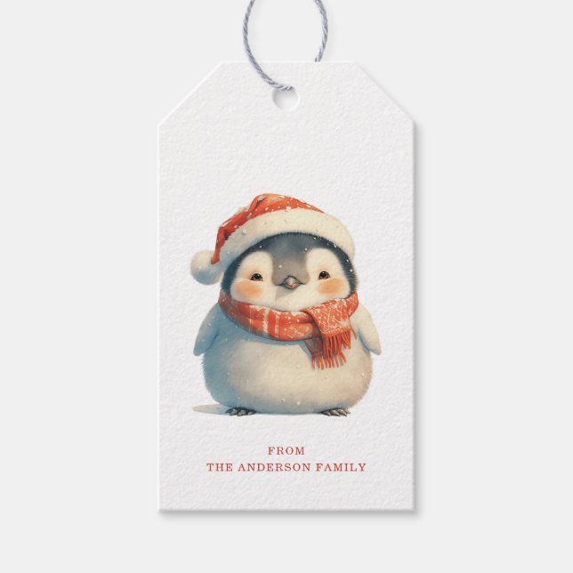 Etiquetas de presentes para pinguins bonitos (Frente)