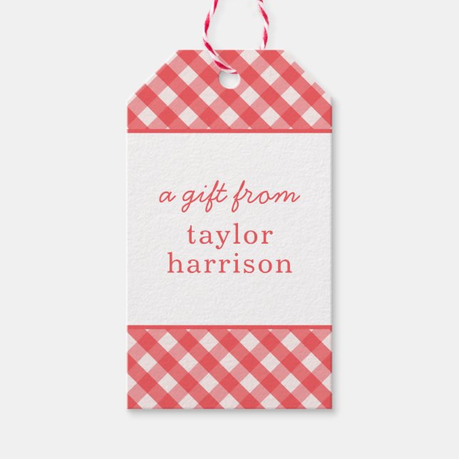 Etiquetas de presentes personalizadas Gingham (Frente)