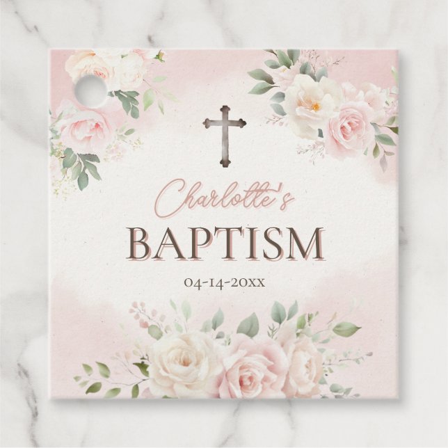 Etiquetas de presentes personalizadas no batismo - (Frente)