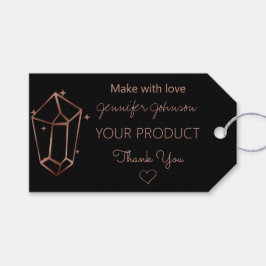 Etiquetas de presentes pretas brancas Rosa Gold Fo