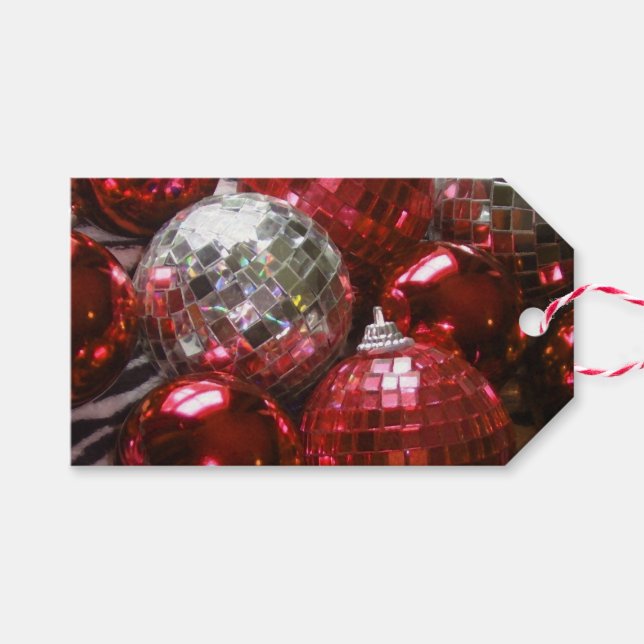 Etiquetas de presentes Red Baubles (Frente (horizontal))