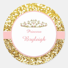 Etiquetas de princesa rosa e dourada