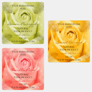 Etiquetas de produto amarelo-rosa
