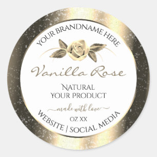 Etiquetas de Produto Branco Floral Dourado Glamoro