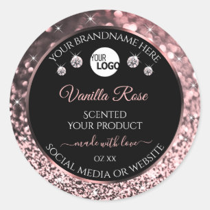 Etiquetas de produto com brilho Dourado Rosa preto