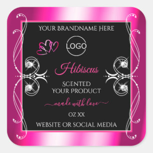 Etiquetas de produto cor-de-rosa brilhante preto e