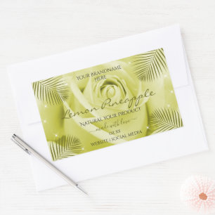 Etiquetas de produto de flor amarela rosa com folh