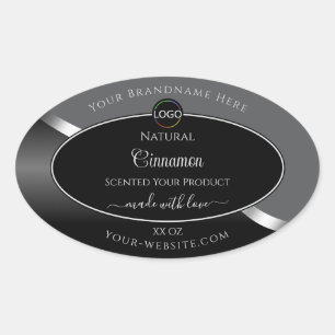 Etiquetas de produto do logotipo Cinza preto Wavy
