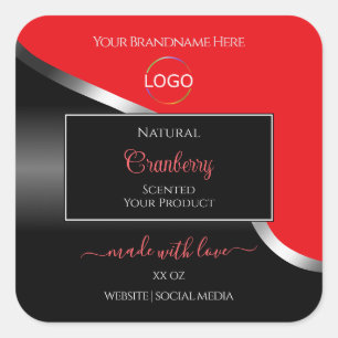 Etiquetas de produto do logotipo prateado vermelho