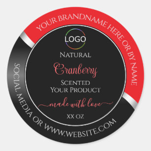 Etiquetas de produto do logotipo prateado vermelho