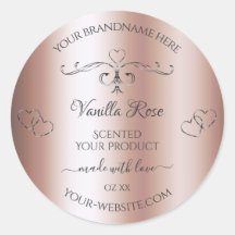 Etiquetas de produto Douradas rosa Corações de Orn