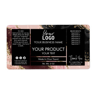Etiquetas De Produto Dourado A Preto E Rosa