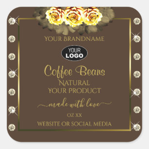 Etiquetas de produto Dourado castanho Rosas amarel
