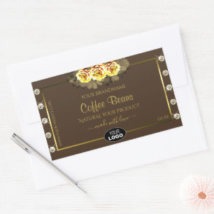 Etiquetas de produto Dourado castanho Rosas amarel