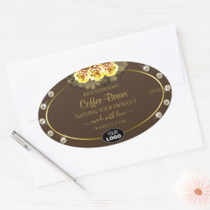 Etiquetas de produto Dourado castanho Rosas amarel