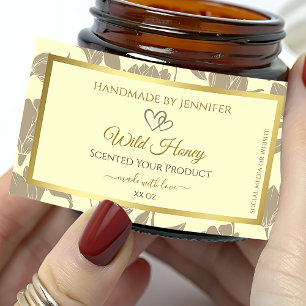 Etiquetas de produto Dourado e creme com coração