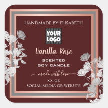 Etiquetas de produto Floral - Borgonha e logotipo 