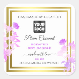 Etiquetas de produto Floral com logotipo branco, p