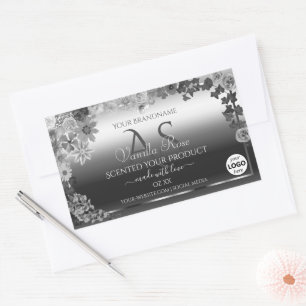 Etiquetas de produto Floral de Prata com logotipo