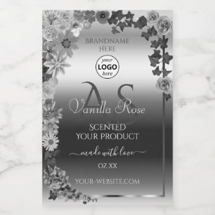 Etiquetas de produto Floral de Prata com logotipo