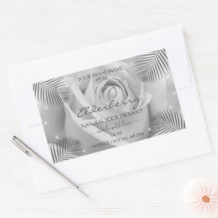 Etiquetas de Produto Floral Folhas de Rosa de Cinz
