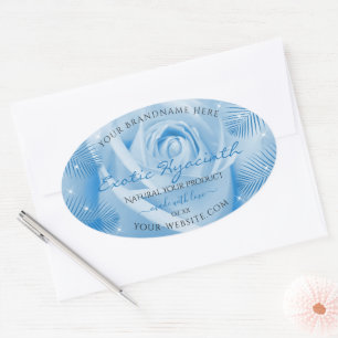 Etiquetas de Produto Floral Rosa Azul com Folhas d