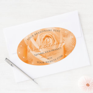 Etiquetas de Produto Floral Rosa Laranja com Folha