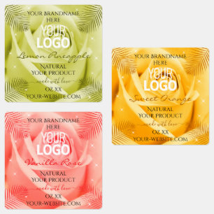Etiquetas de Produto Logotipo Flor Rosa Laranja Am