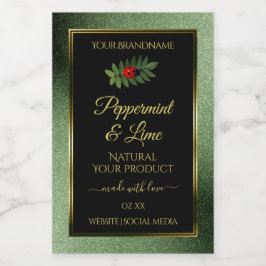 Etiquetas de Produto Pretas com Brilho Verde Escur