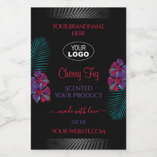 Etiquetas de Produto Pretas Logotipo de Flores Rox