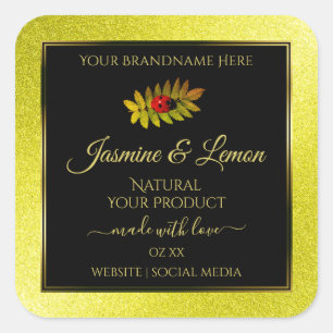 Etiquetas de produto preto amarelo brilhante com L