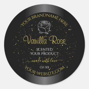 Etiquetas de produto preto Rosa floreal Dourado su