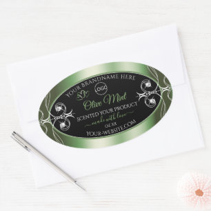 Etiquetas de produto preto verde elegante e logoti