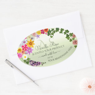 Etiquetas de produto verde de Pastel Floral com In