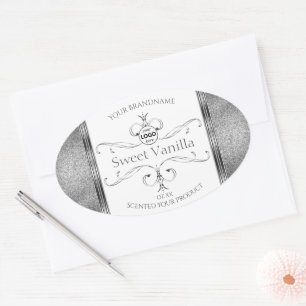Etiquetas de produto White Silver Ornamentado Deco