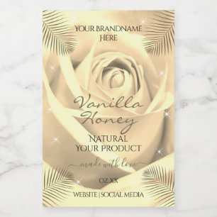 Etiquetas de Produtos Florais Rosa Bege Creme Folh