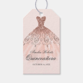 Etiquetas de Quinceanera, rosa Dourada Sparkle Dre