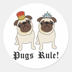 Etiquetas de Regras do Rei e da Rainha Pugs
