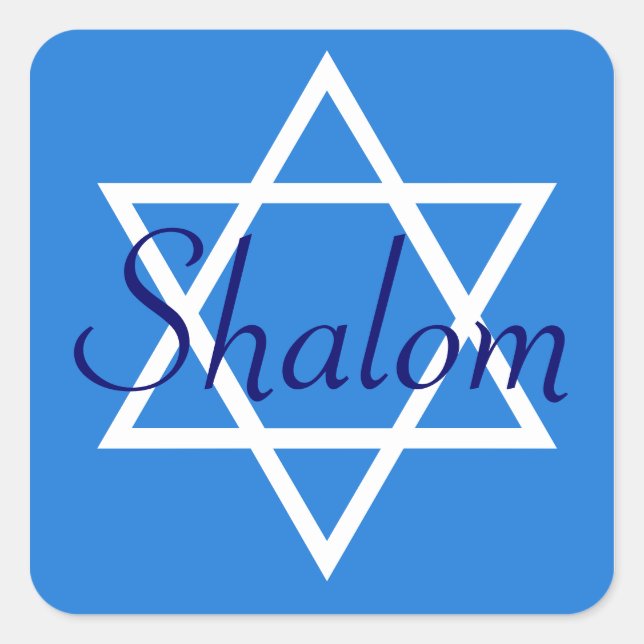 Etiquetas de Shalom ao Quadrado Azul (Frente)