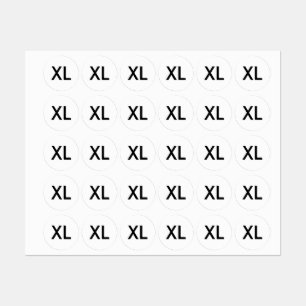 Etiquetas de tamanho XL grande para vestuário de r