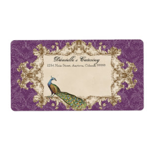 Etiquetas de transporte, pavão roxo do vintage &