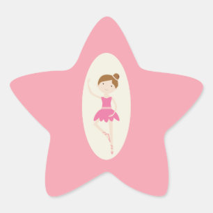 Etiquetas de uma estrela da bailarina cor-de-rosa