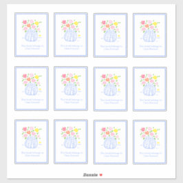 Etiquetas de Vaso Azul Flor