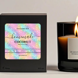 Etiquetas de velas caseiras de mármore do arco-íri