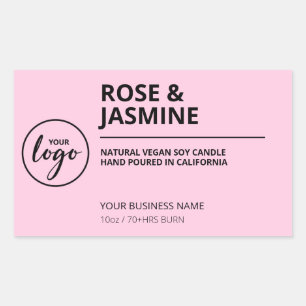 Etiquetas de velas de soja cor-de-rosa com cheiro