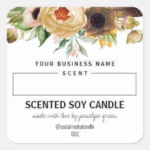 Etiquetas De Velas De Soja Perfumada, Floral Branc
