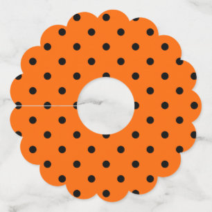 Etiquetas De Vidro De Papel Laranja/Bolinhas Preta