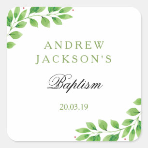 Etiquetas de Vinheta de Batismo Floral de Aquarela