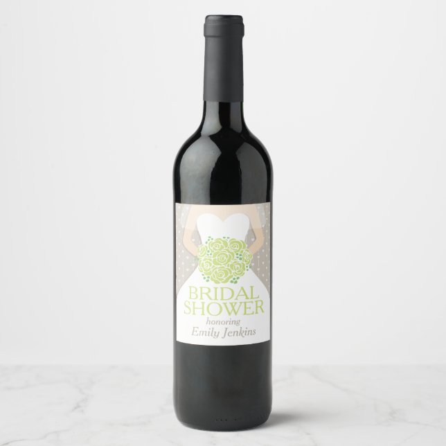 Etiquetas de vinho com nome personalizado verde ch (Frente)