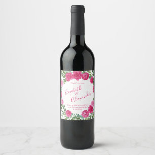Etiquetas De Vinho De Casamento Floral Brilhante